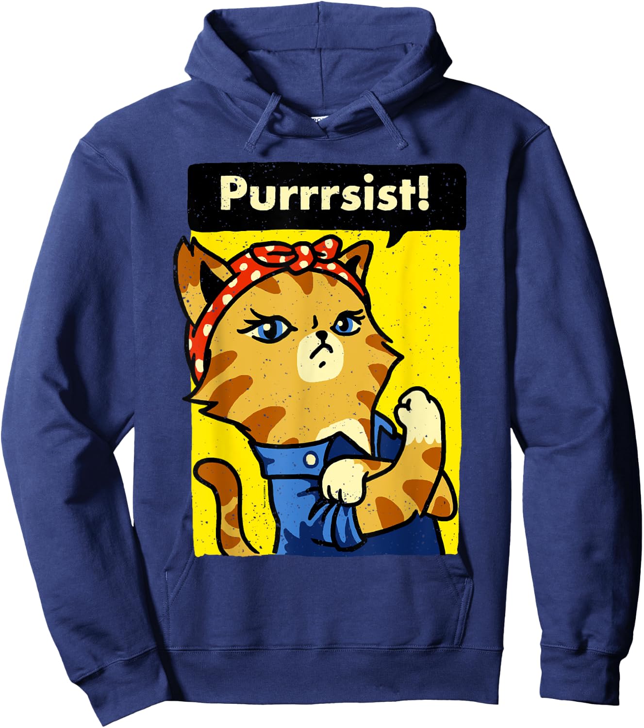 We Can Do It Poster Strong Women's March Cat Lover Hoodie - Hoodie | Navy