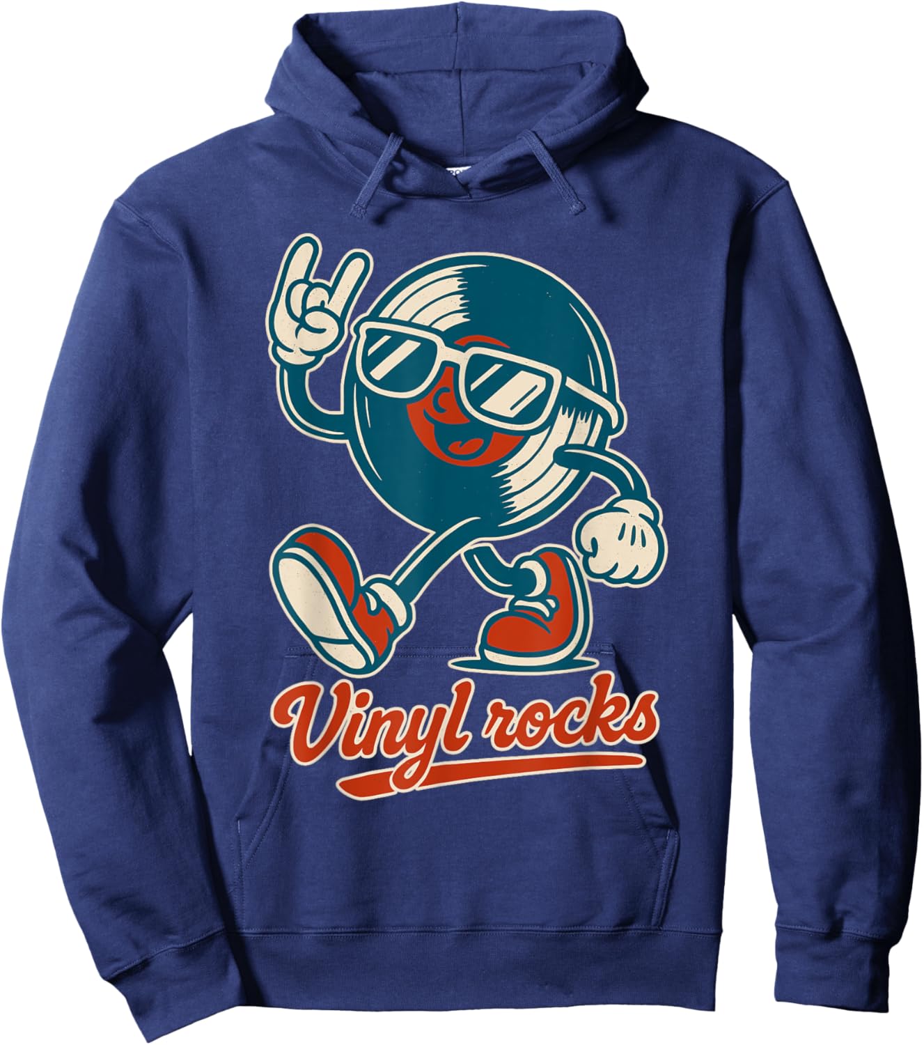 Retro Vinyl Rocks Men Women Kids Funny Vinyl Hoodie - Hoodie | Navy