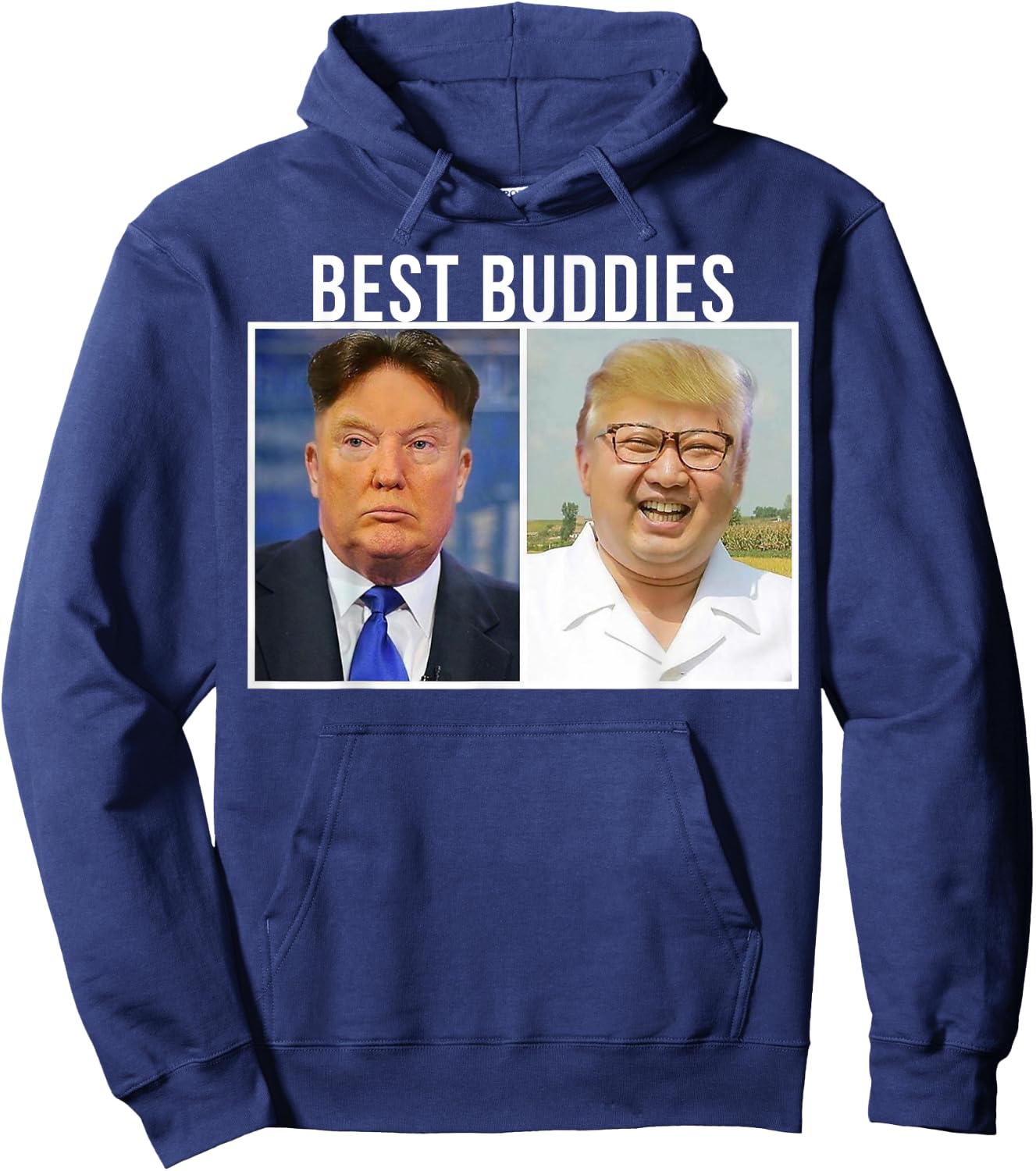 Best Buddies Face Swap Funny Donald Trump and Kim Jung Un Hoodie - Hoodie | Navy