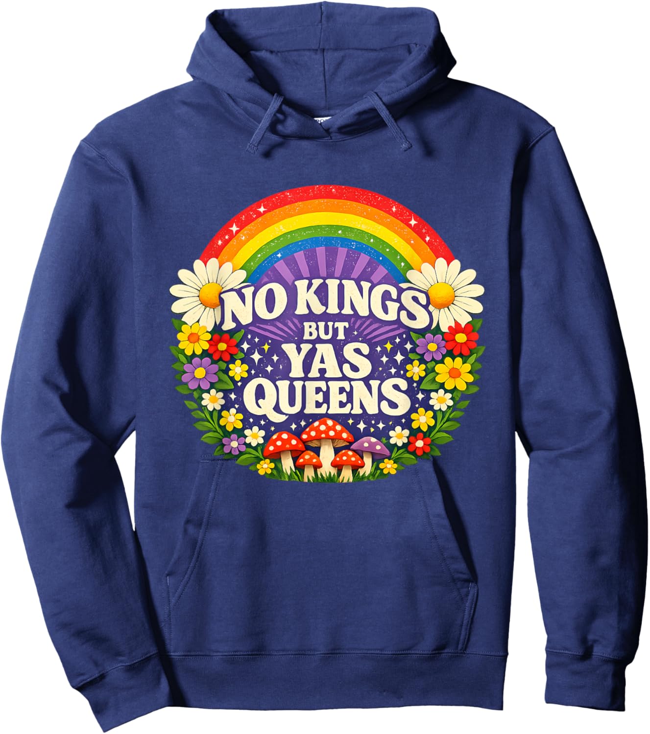 No Kings But Yes Queens Rainbow Feminist Retro Women Hoodie - Hoodie | Navy