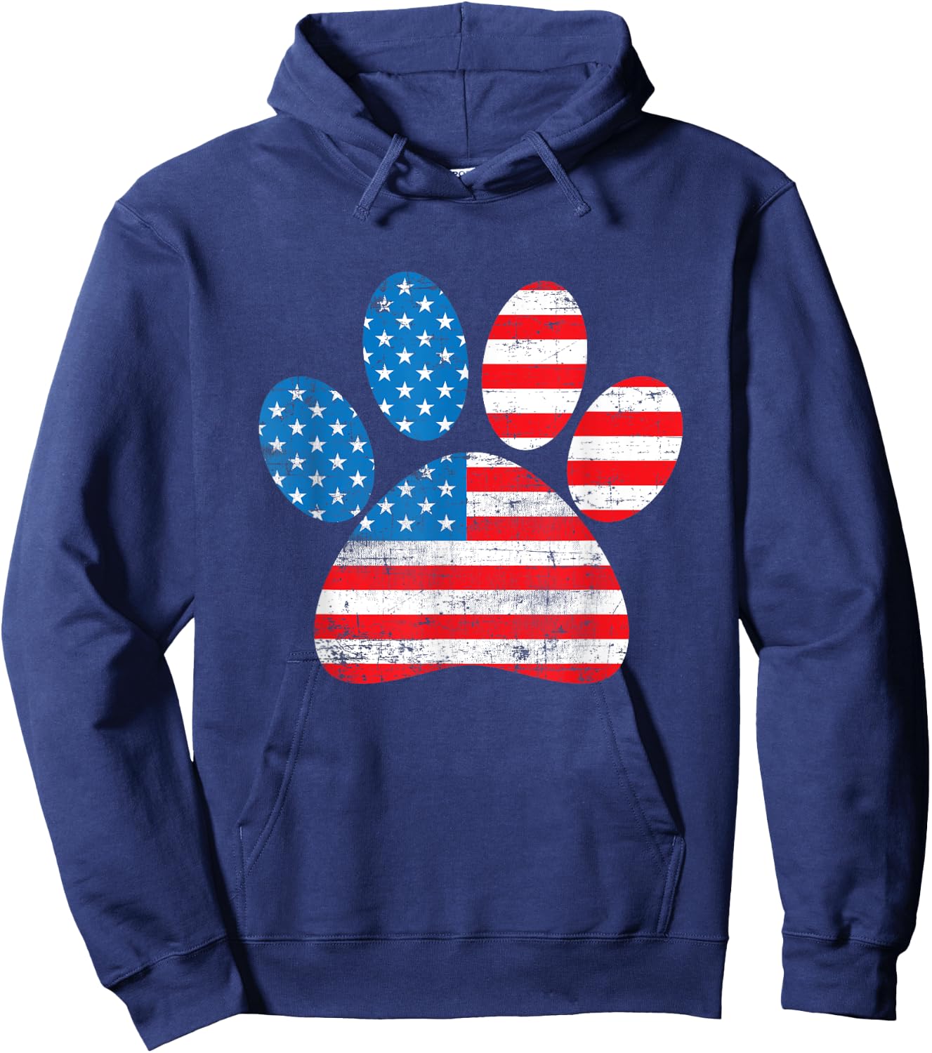 Dog America Flag Patriot day Paw Print Flag 4th of July Women Kids Men Hoodie - Hoodie | Navy