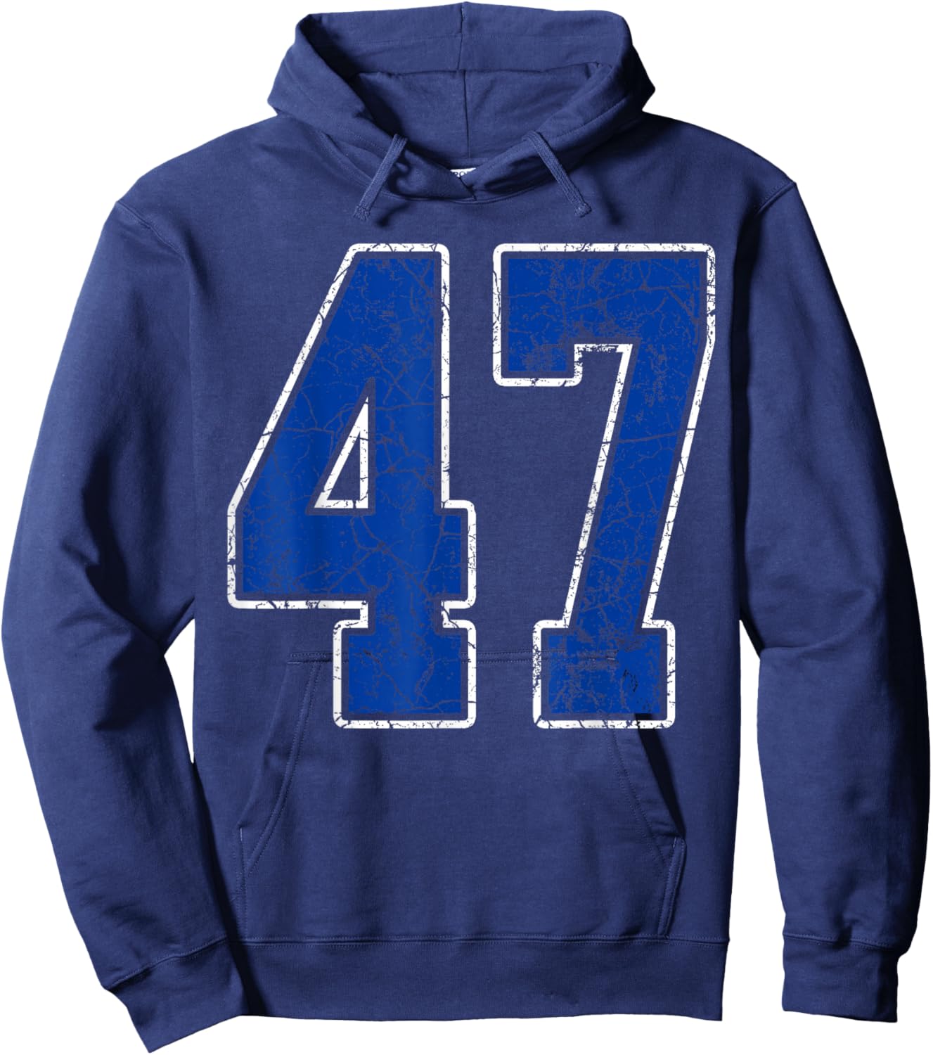 Royal Blue and White Number 47 Jersey Player Uniform #47 Fan Hoodie - Hoodie | Navy
