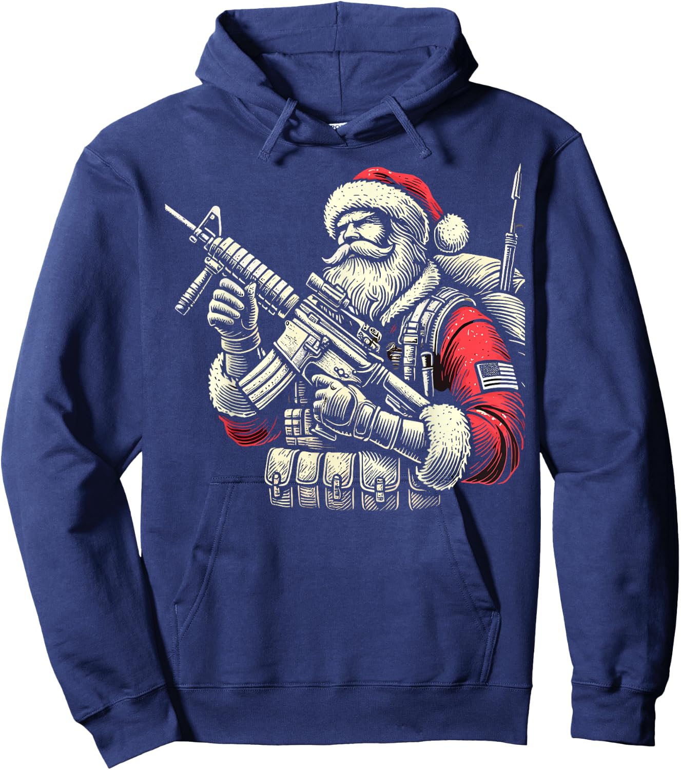 Patriotic Santa Claus Soldier Christmas Military Veteran Hoodie - Hoodie | Navy