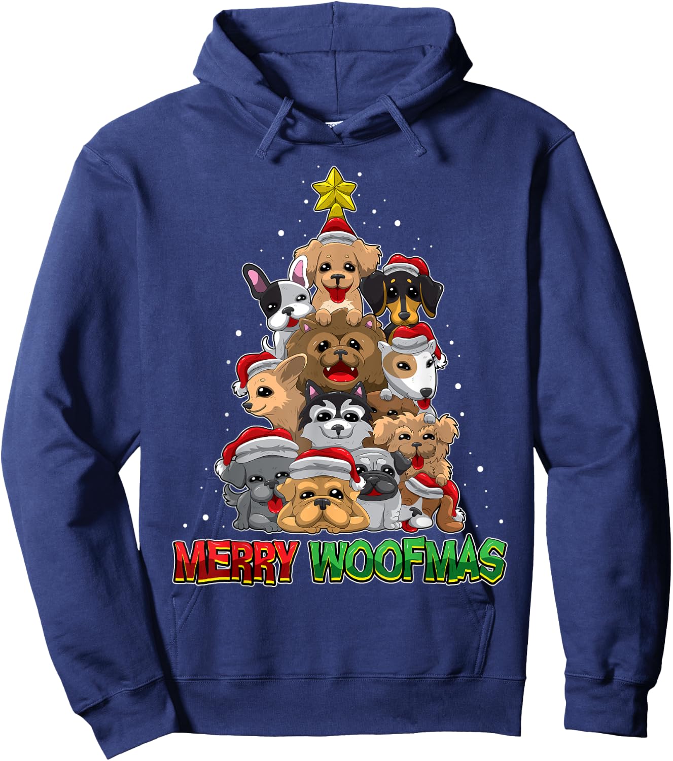 Merry Woofmas - Merry Christmas For Dog Lovers Hoodie - Hoodie | Navy