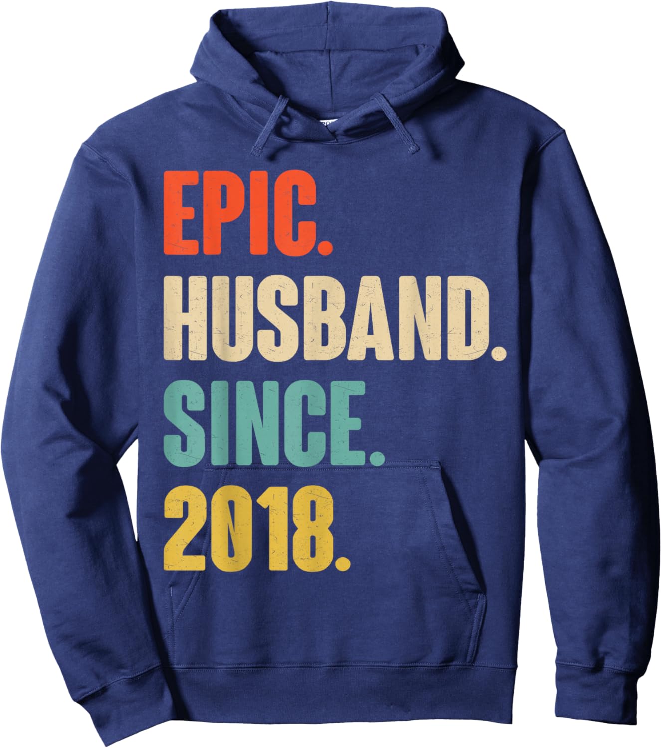 8th Wedding Anniversary - Epic Husband Since 2018 Hoodie - Hoodie | Navy
