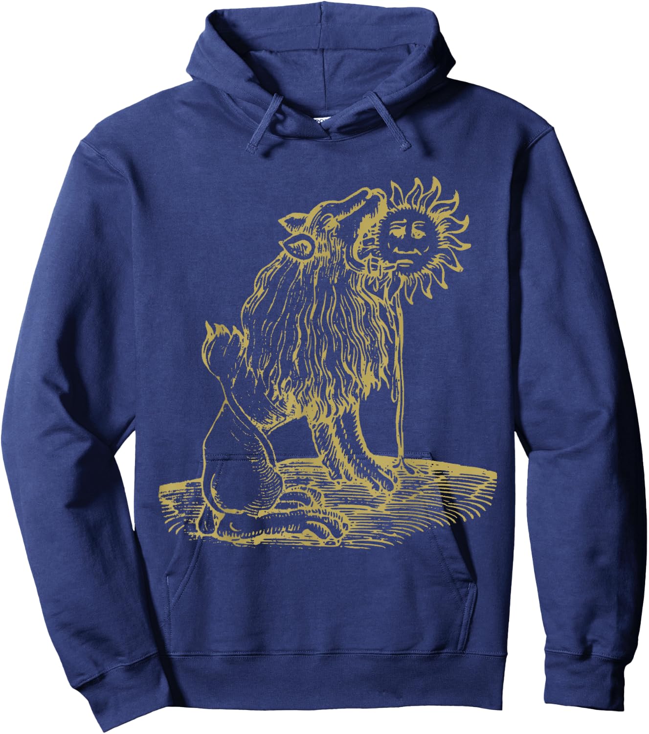 Lion Eating Sun Occult Medieval Emblem Hoodie - Hoodie | Navy