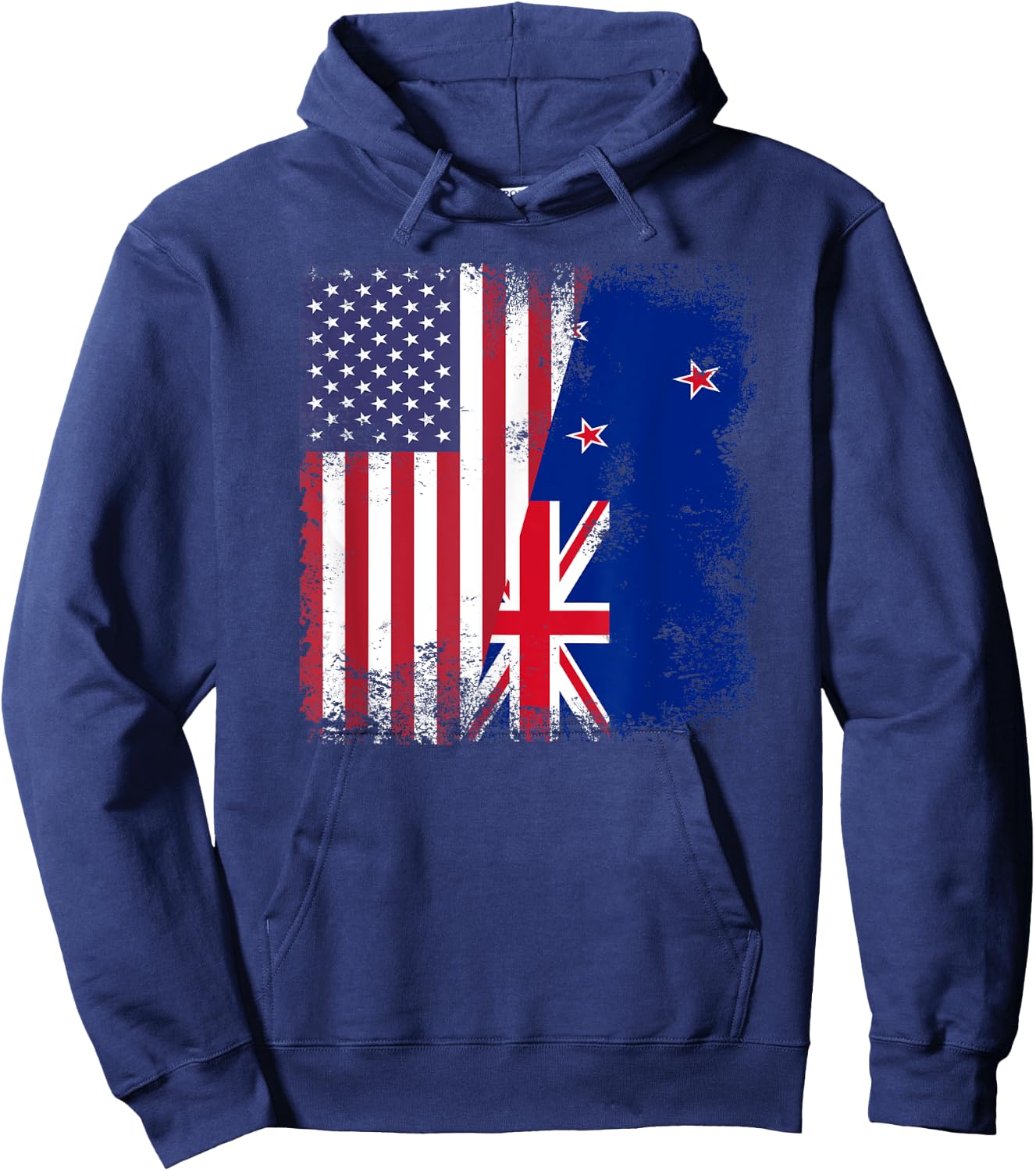 Half Kiwi Flag | Vintage New Zealand USA Gift Hoodie - Hoodie | Navy