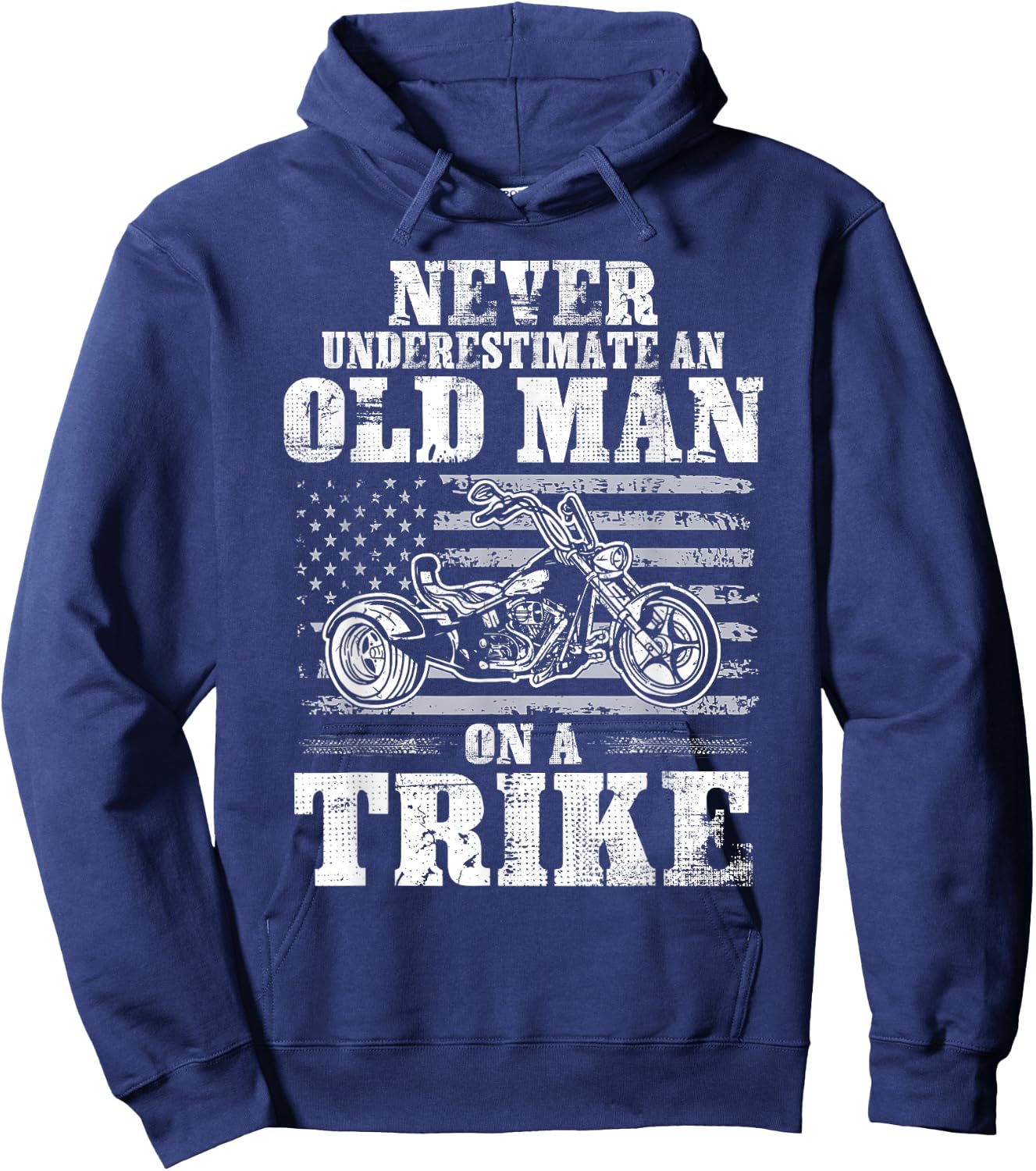 Never Underestimate An Old Man On A Trike Trike Motorcycles Hoodie - Hoodie | Navy