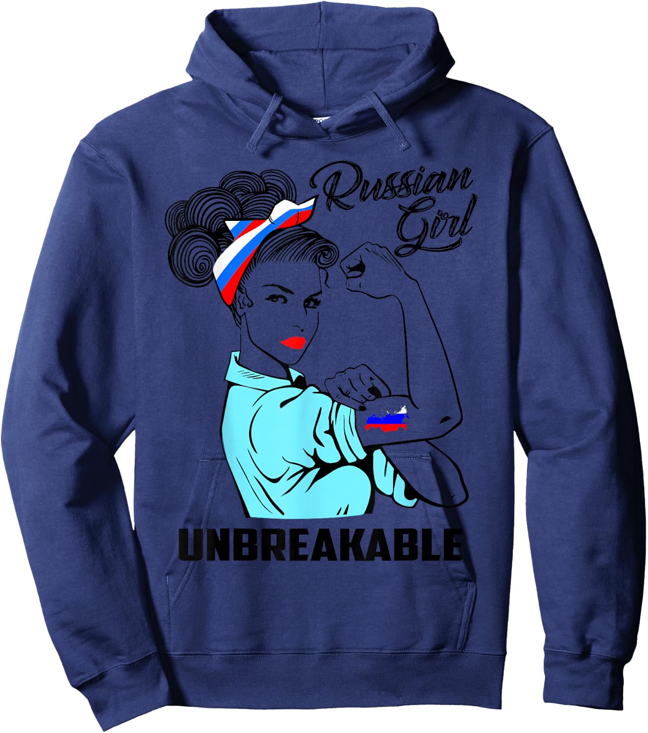 Russian Girl Unbreakable Heritage Russia Flag Gift Hoodie - Hoodie | Navy