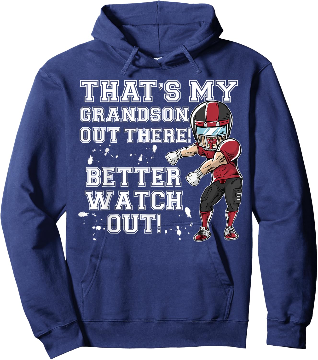 That's My Grandson Out There Red Football Grandma Hoodie - Hoodie | Navy