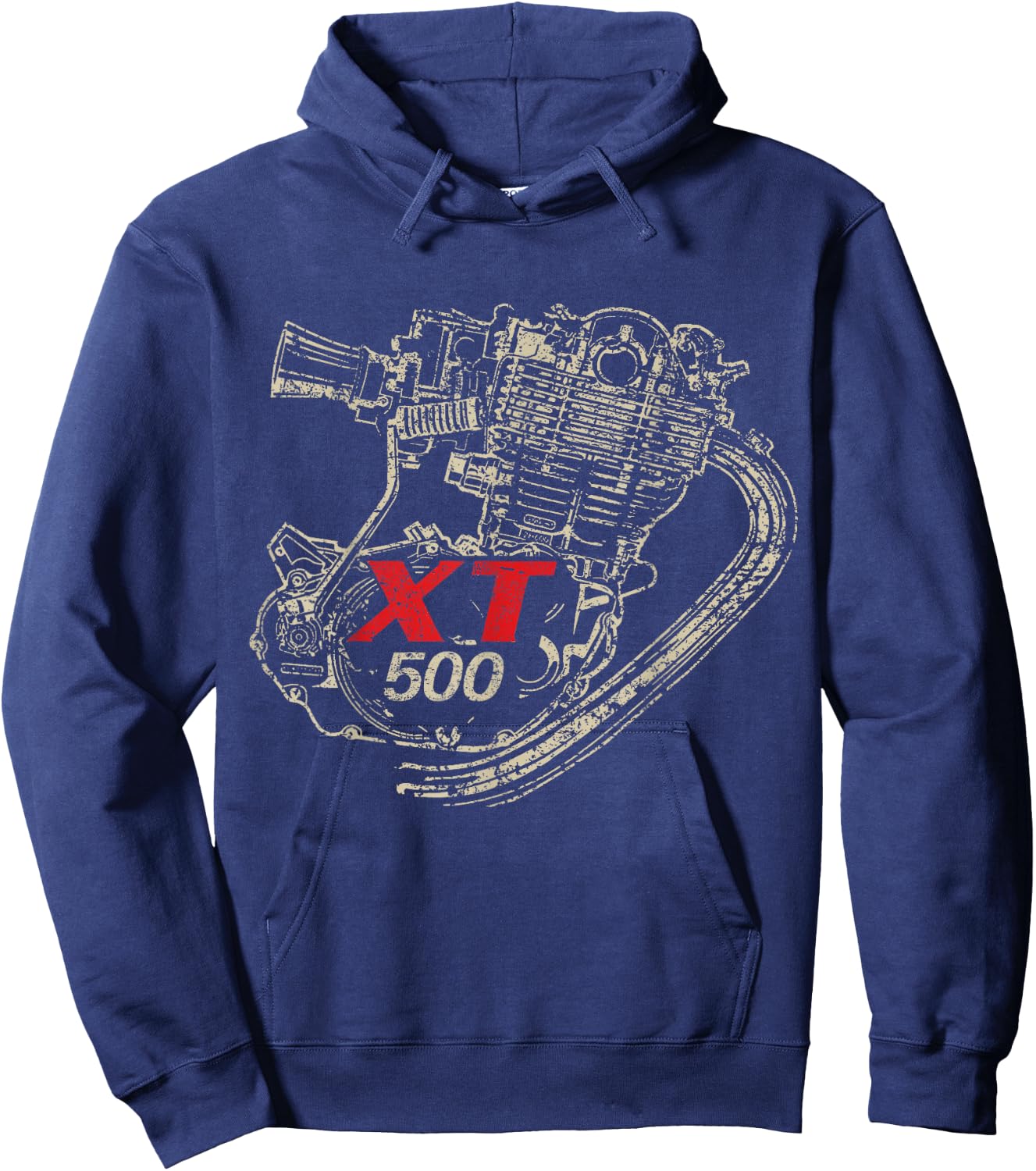XT 500 engine retro distressed design Hoodie - Hoodie | Navy