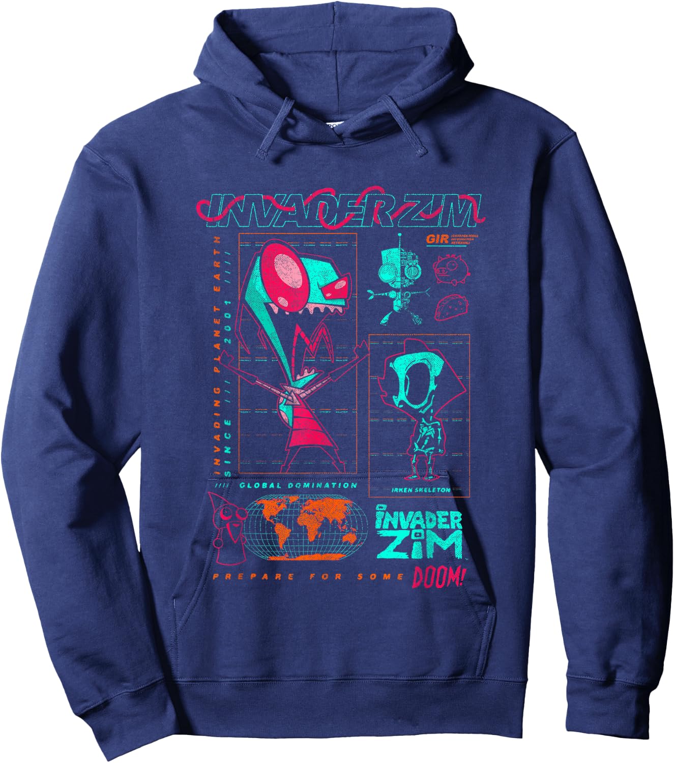 Invader Zim World Domination Grand Schematics Hoodie - Hoodie | Navy