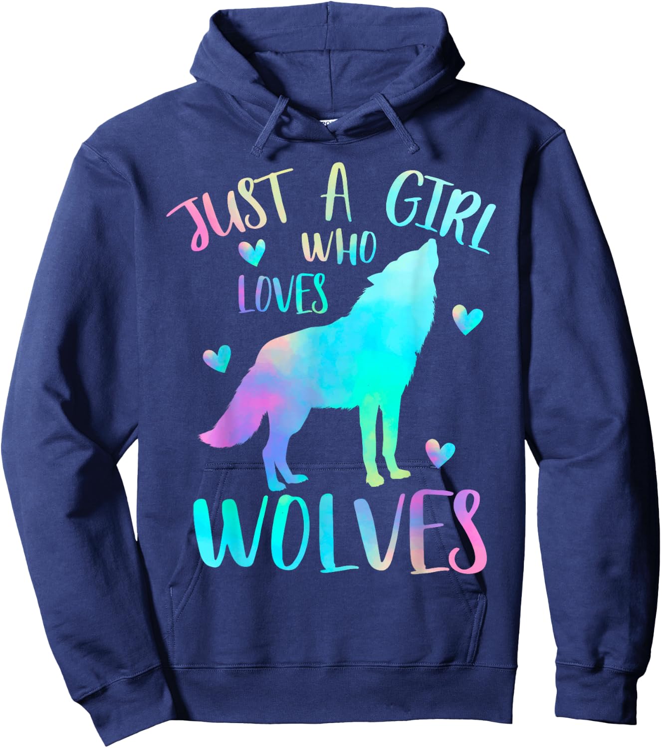 Just a Girl Who Loves wolves Watercolor Cute wolf lover,Short Sleeve Hoodie - Hoodie | Navy