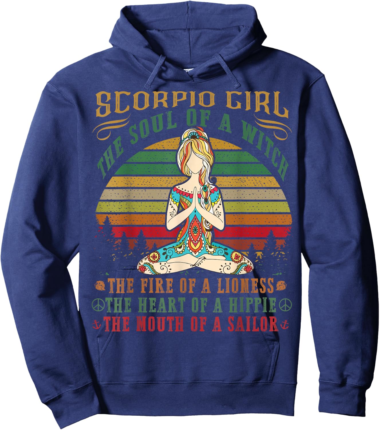Scorpio Girl for Yoga Black Women Birthday Gifts Hoodie - Hoodie | Navy