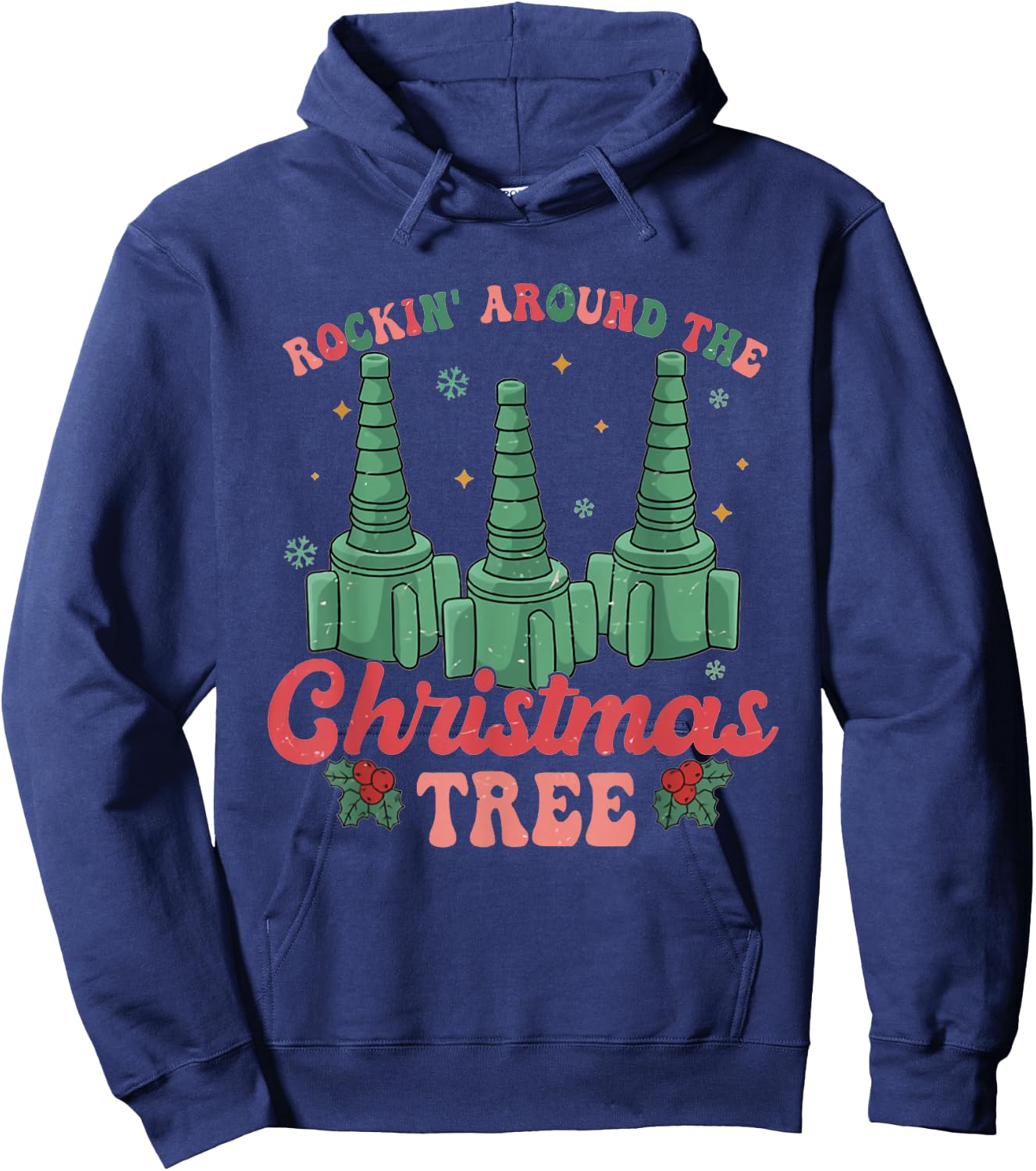 Rockin' Around The Christmas Tree Respiratory Therapist RT Hoodie - Hoodie | Navy