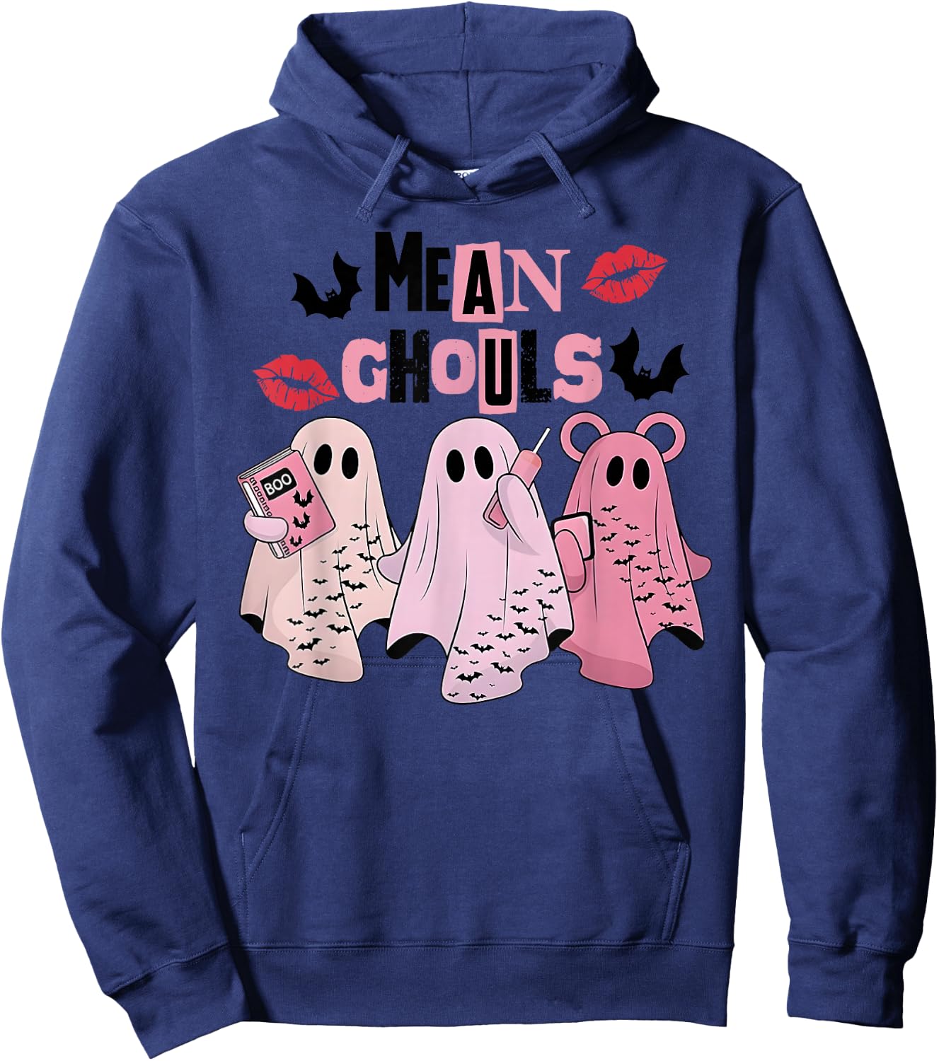 Funny Mean Ghouls On October We Wear Pink Breast Cancer Hoodie - Hoodie | Navy
