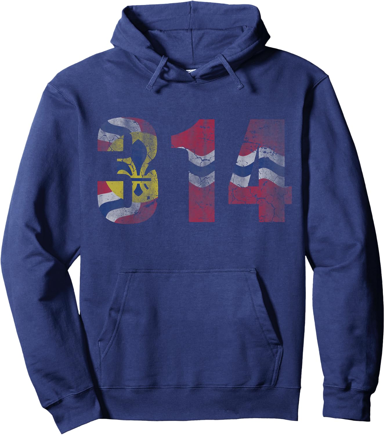 St Louis Flag Missouri 314 Vintage Distressed Fade Hoodie - Hoodie | Navy
