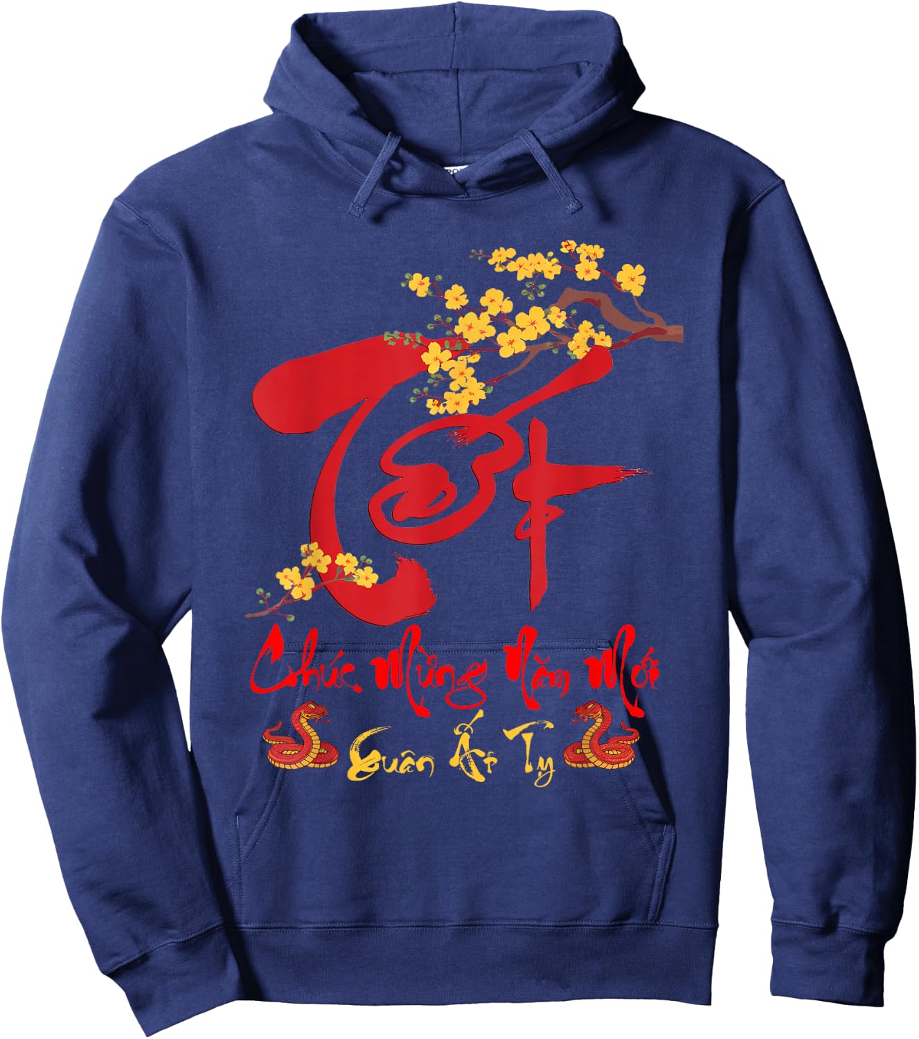 Vietnamese New Year 2025 Chuc Mung Nam Moi Tet At Ty 2025 Hoodie - Hoodie | Navy