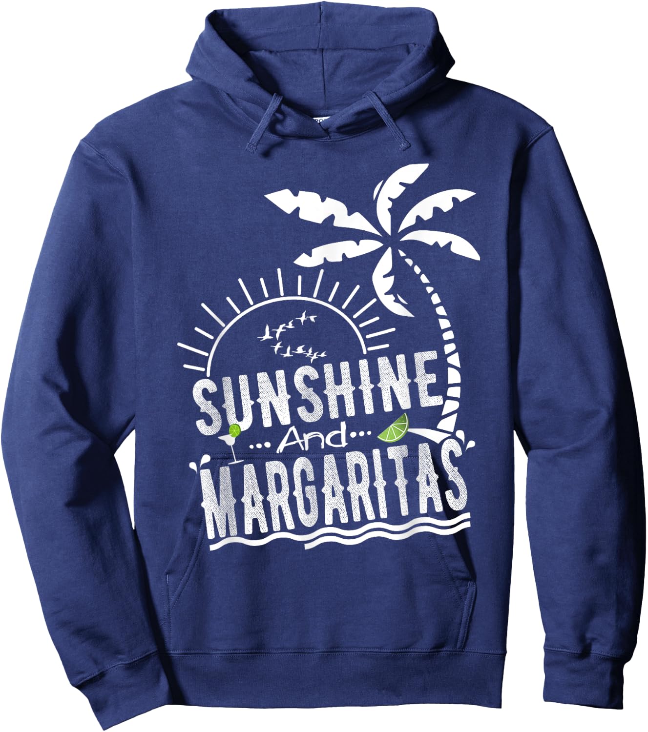 Sunshine And Margaritas T Shirt Summer Vacation Beach Attire Hoodie - Hoodie | Navy