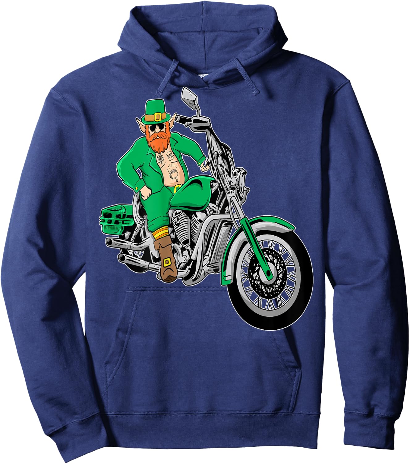 Irish Motorcycle Shirt Biker St Patricks Day Leprechaun Ink Hoodie - Hoodie | Navy