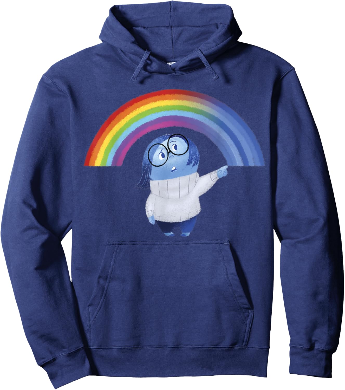 Disney Pixar Inside Out Sadness Rainbow Blue Gradient Logo Hoodie - Hoodie | Navy