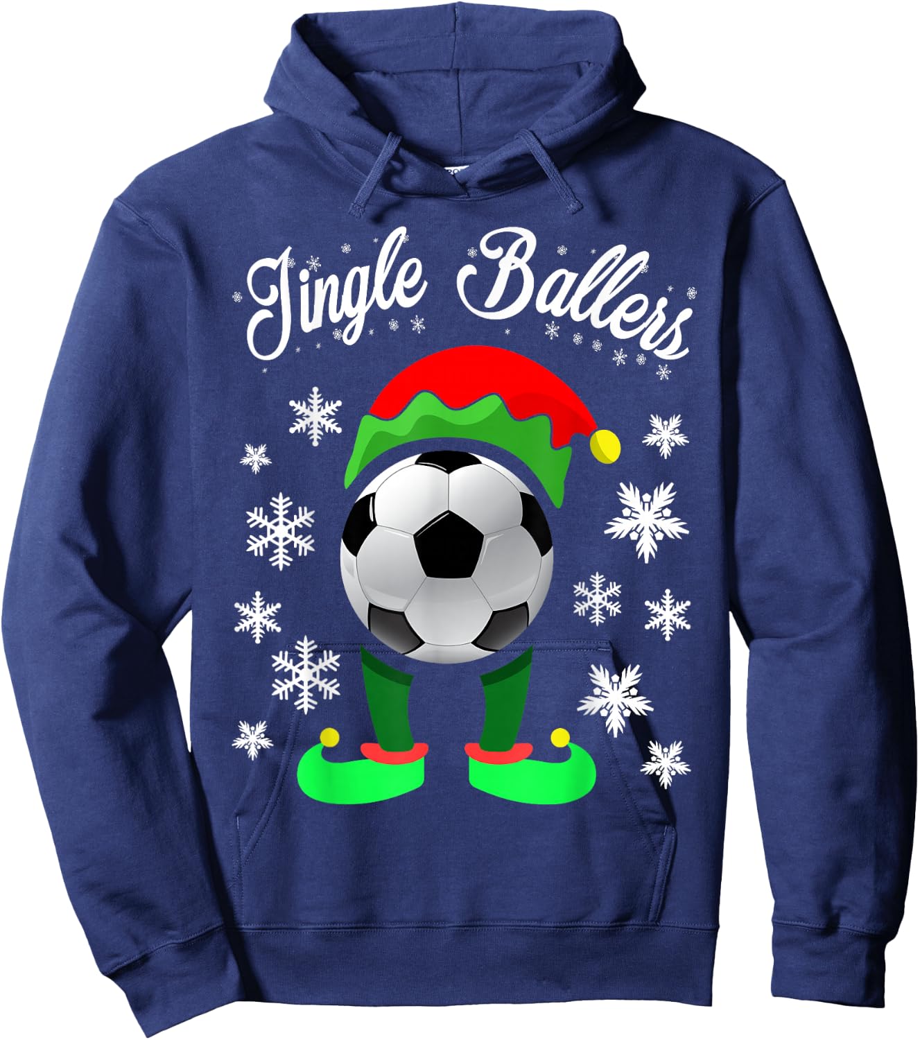 Jingle Ballers Christmas Soccer Football Elf Hoodie - Hoodie | Navy