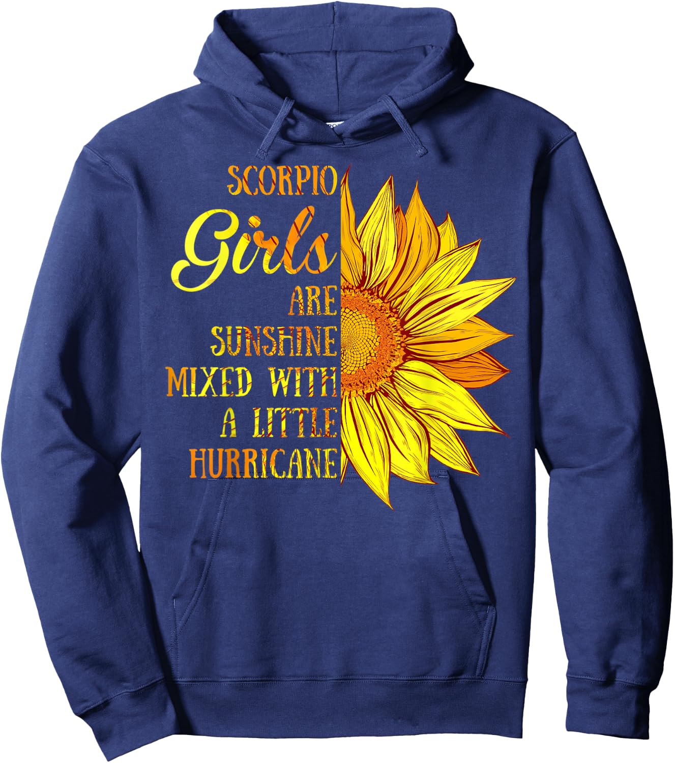 Scorpio Girls Sunshine Mixed Hurricane Sunflower Hoodie - Hoodie | Navy