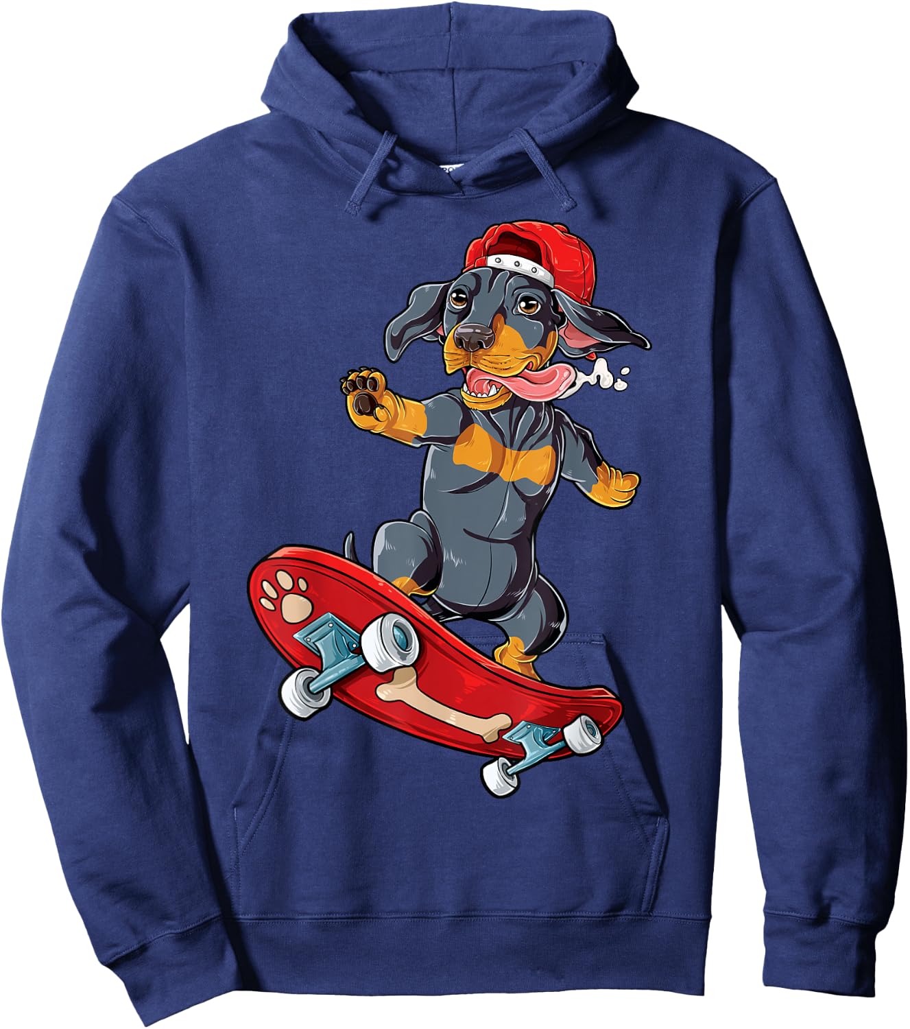 Dachshund Skateboard T shirt Wiener Dog Funny Skateboarding Men Women Kids Hoodie - Hoodie | Navy