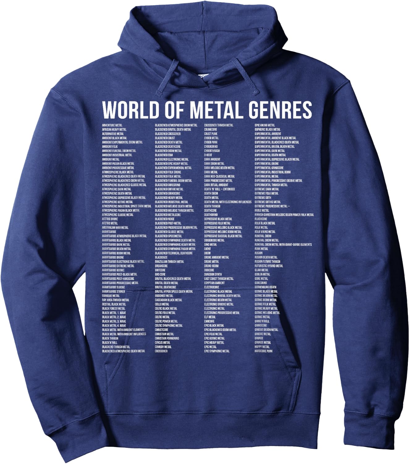 World Of Metal Genres 433 Genres And Subgenres Metal Fan Hoodie - Hoodie | Navy