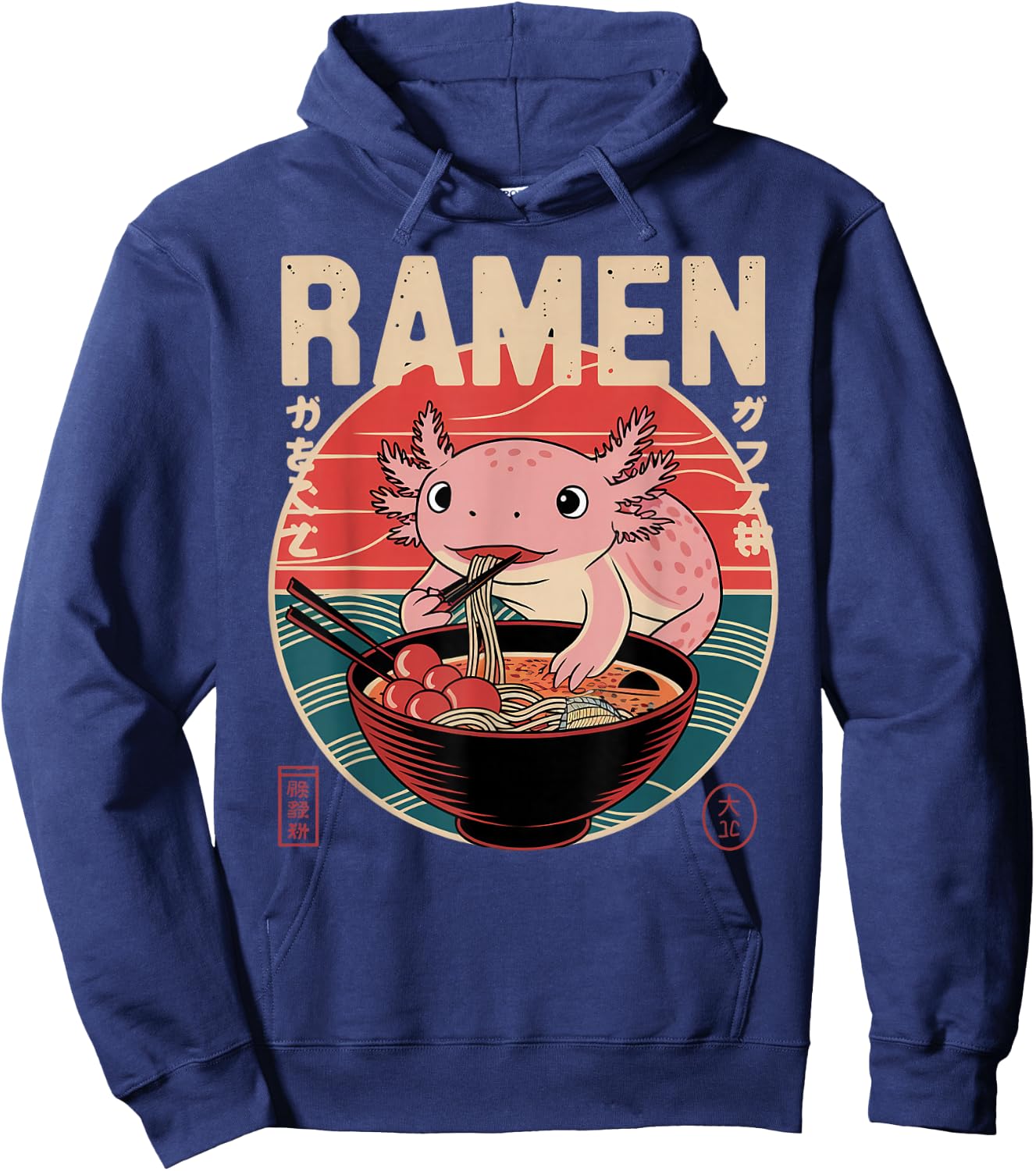 Axolotl Ramen Japanese Noodles Kawaii Anime Axolotl Hoodie - Hoodie | Navy