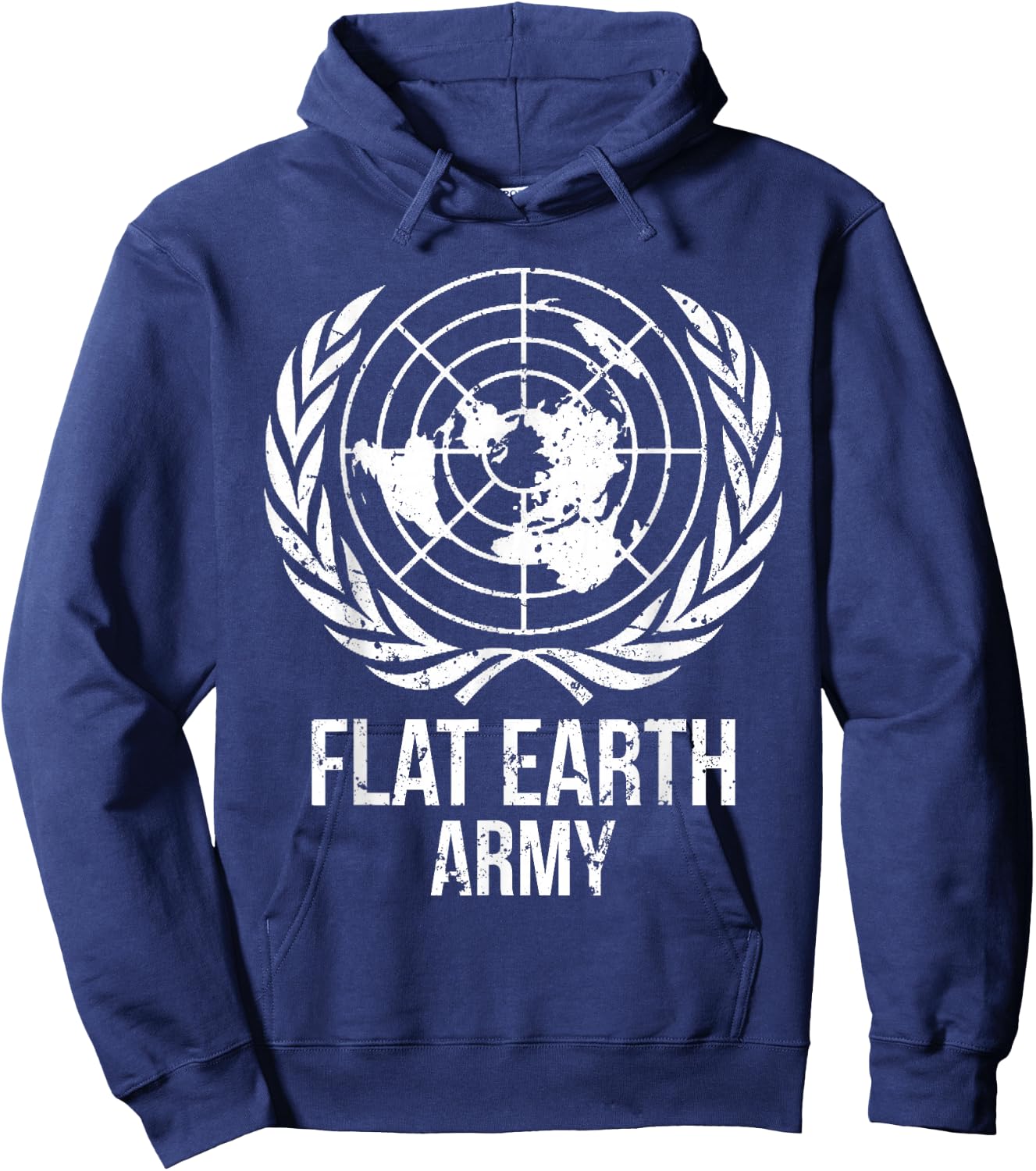 Flat Earth Army T Shirt Planet Map Society Men Women Gift Hoodie - Hoodie | Navy