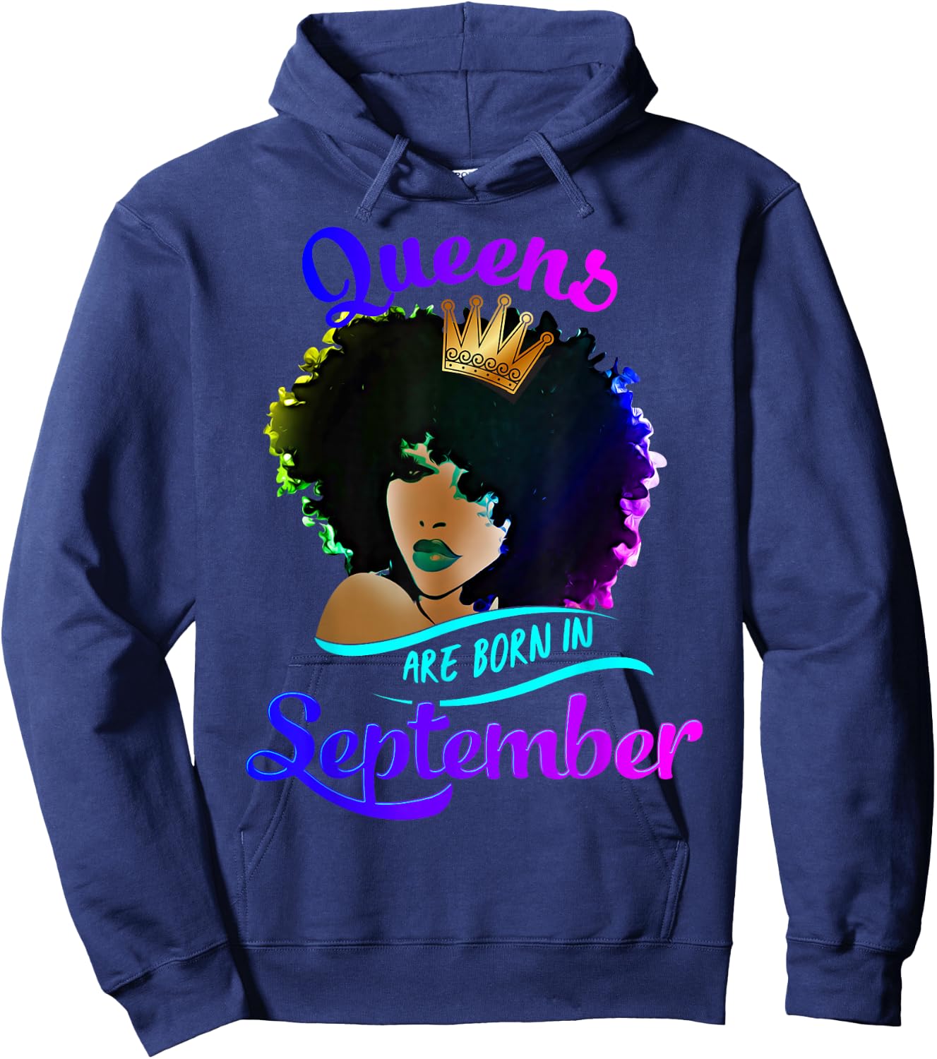 Queens Born September Shirt Black Girl Virgo Libra Birthday Hoodie - Hoodie | Navy