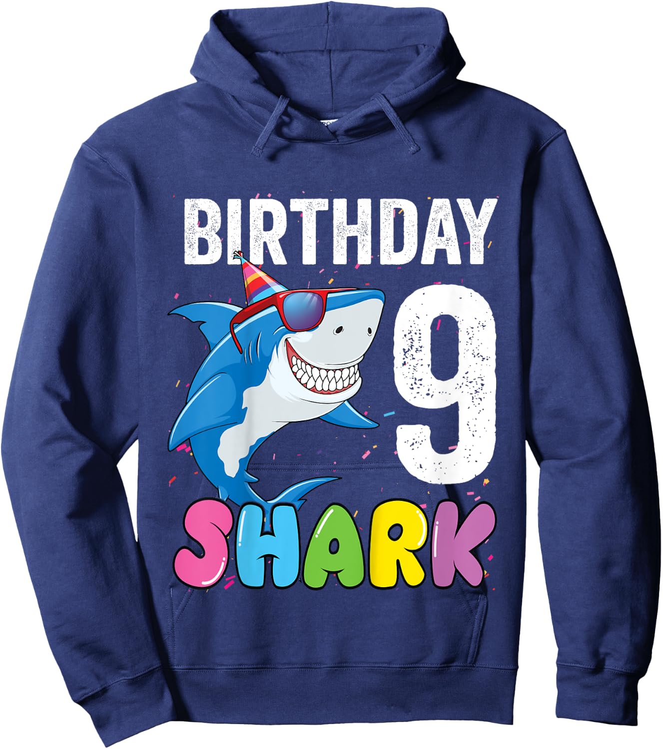 Kids 9th Birthday Shirt Shark JawSome Nine Year Old 9th Birthday Hoodie - Hoodie | Navy