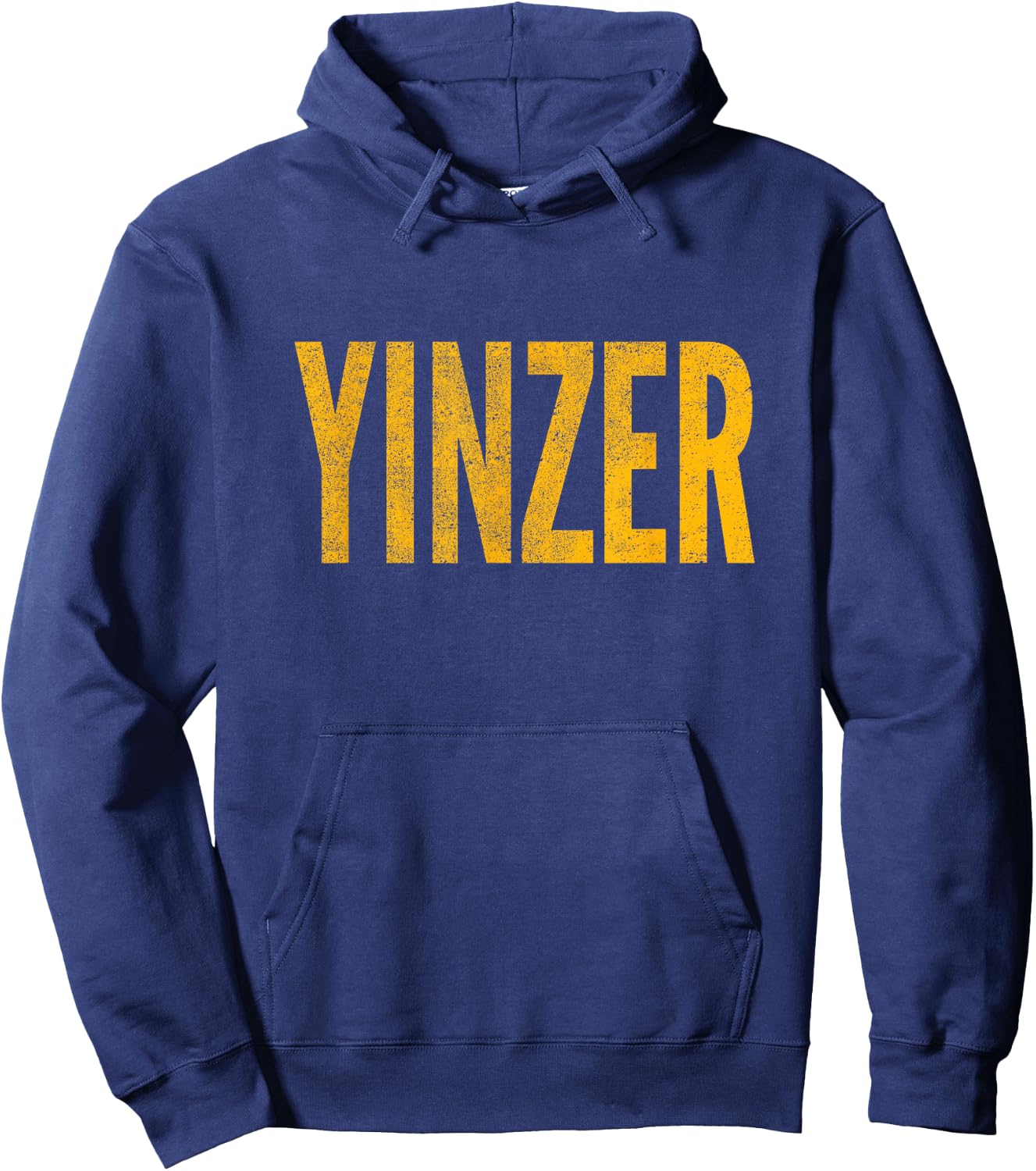 Yinzer, Pittsburgh Theme, Distressed Look Hoodie - Hoodie | Navy