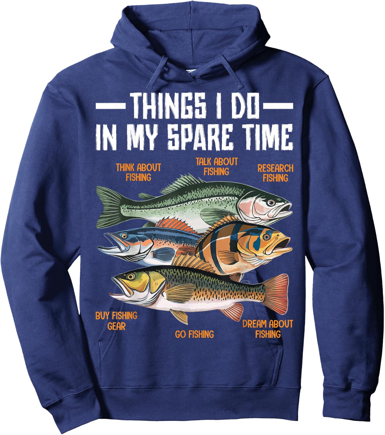 Things I Do In My Spare Time Fishing Funny Men Kids Boys Hoodie - Hoodie | Navy