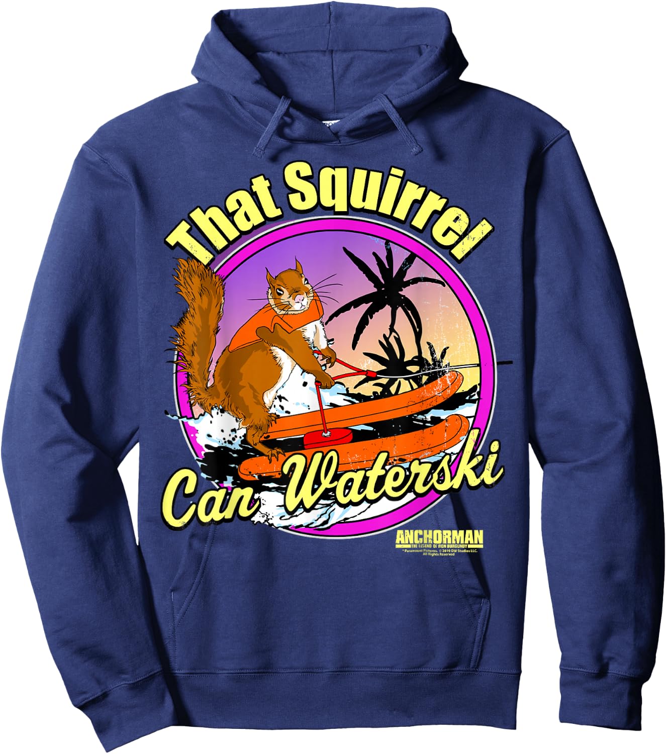 Anchorman That Squirrel Can Waterski Purple Circle Hoodie - Hoodie | Navy