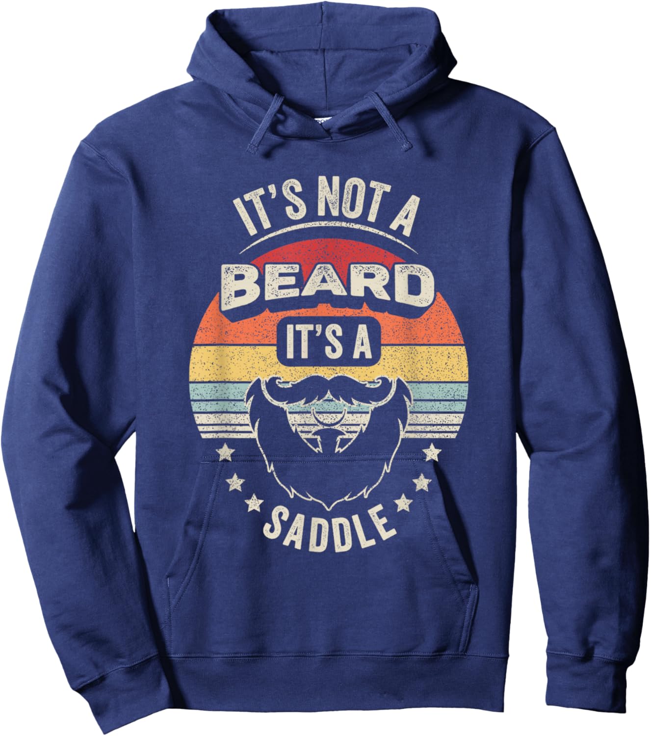 It's Not A Beard It's A Saddle Funny Retro Graphic Hoodie - Hoodie | Navy