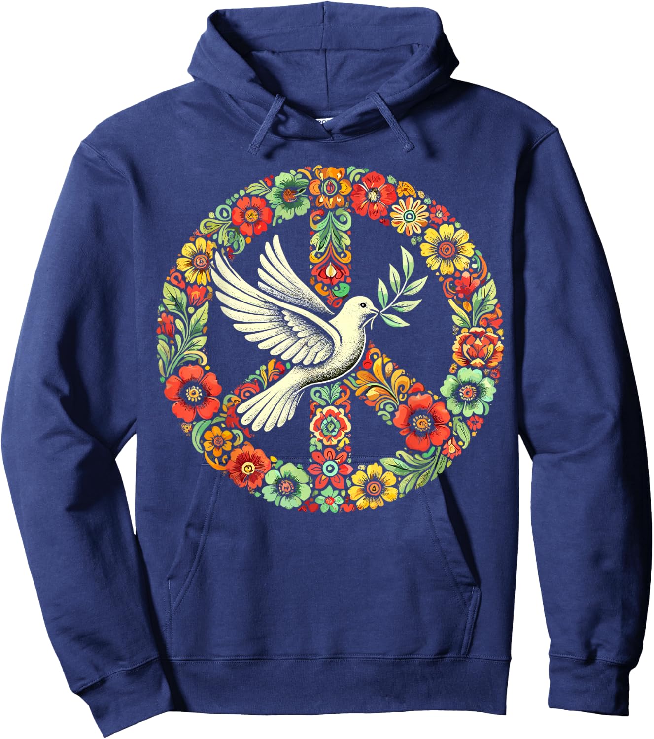 Hippie Tie Dye Peace Dove Bird Hoodie - Hoodie | Navy