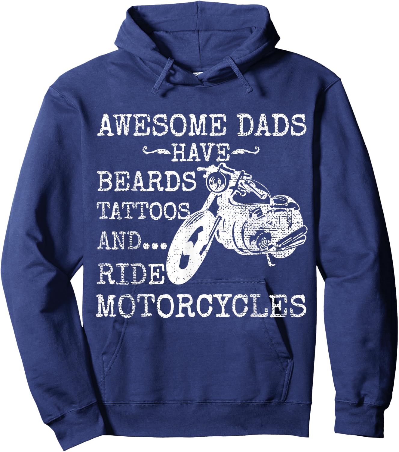 Funny Beard Shirt Awesome Dad Beard Tattoos and Motorcycles Hoodie - Hoodie | Navy