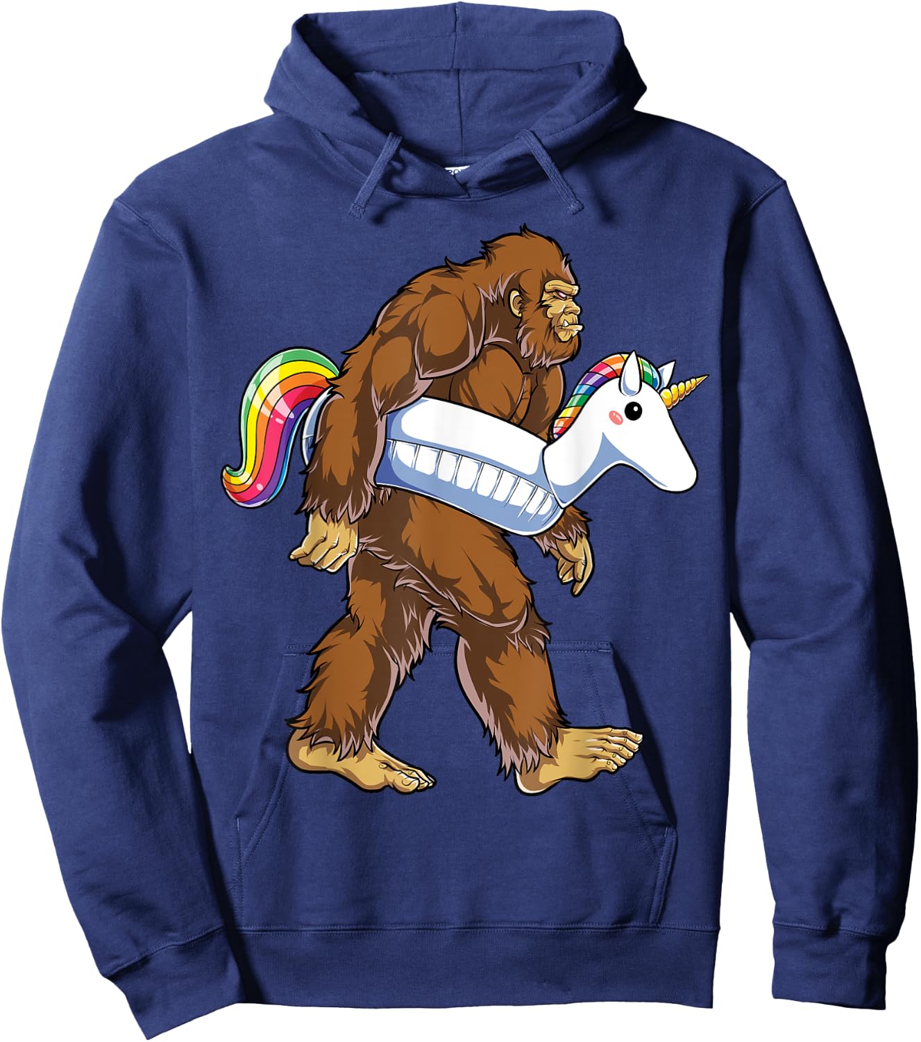 Pool Party Bigfoot Unicorn Float Funny Sasquatch Rainbow Hoodie - Hoodie | Navy