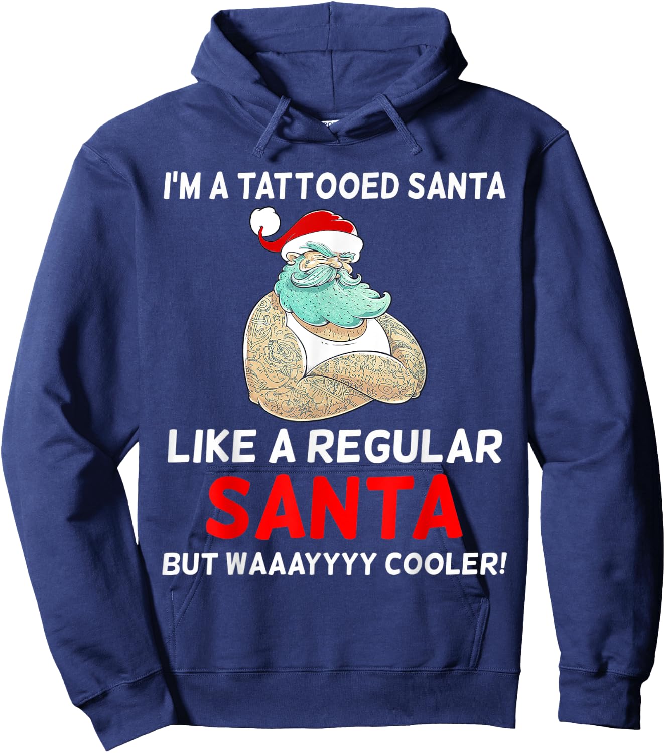 Christmas tattoo Santa Men women Kids gift t Shirt Hoodie - Hoodie | Navy