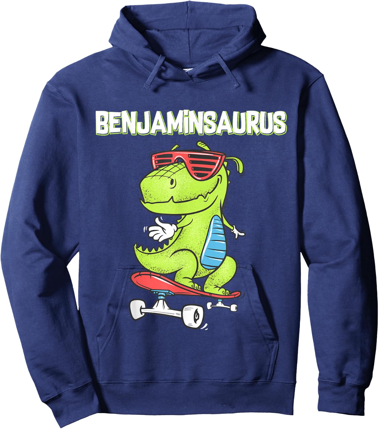 BENJAMINSAURUS shirt name birthday gift dinosaur t rex Hoodie - Hoodie | Navy