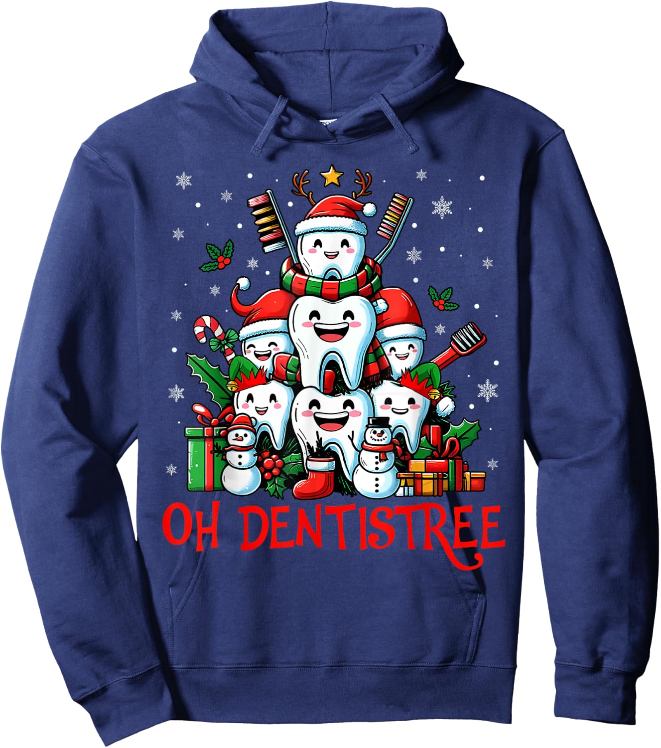 Oh Dentistree Teeth Dentistry Dental Dentist Christmas Tree Hoodie - Hoodie | Navy