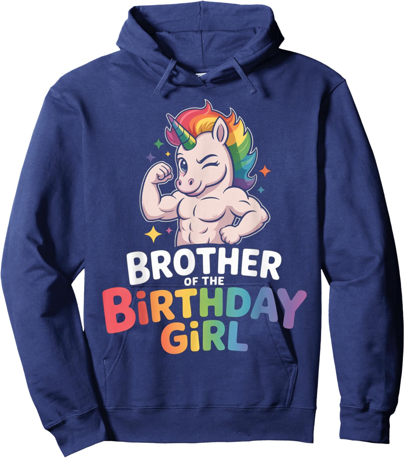 Brother of Birthday Girl Unicorn Boys Son Grandkid Nephew Hoodie - Hoodie | Navy