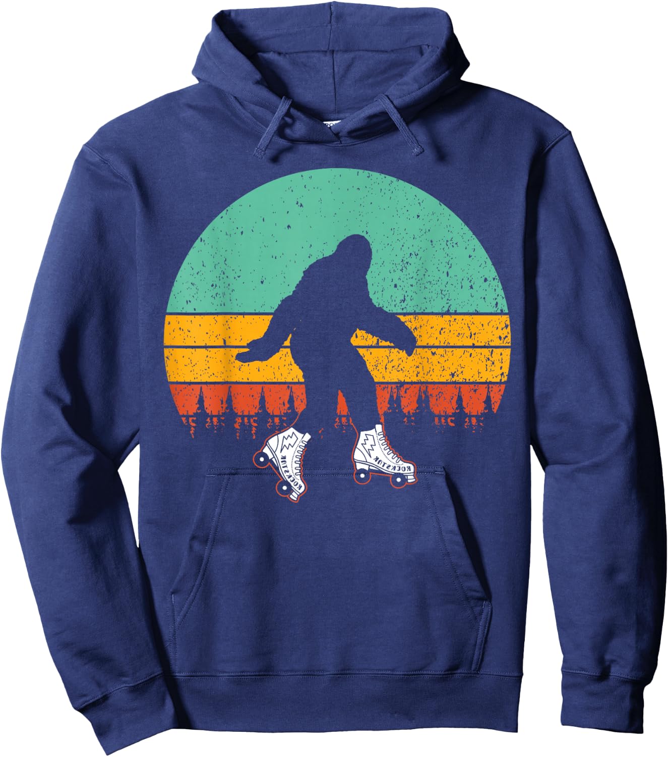 Retro Bigfoot Roller Skate Shirt Skating Sasquatch 80's Gift Hoodie - Hoodie | Navy