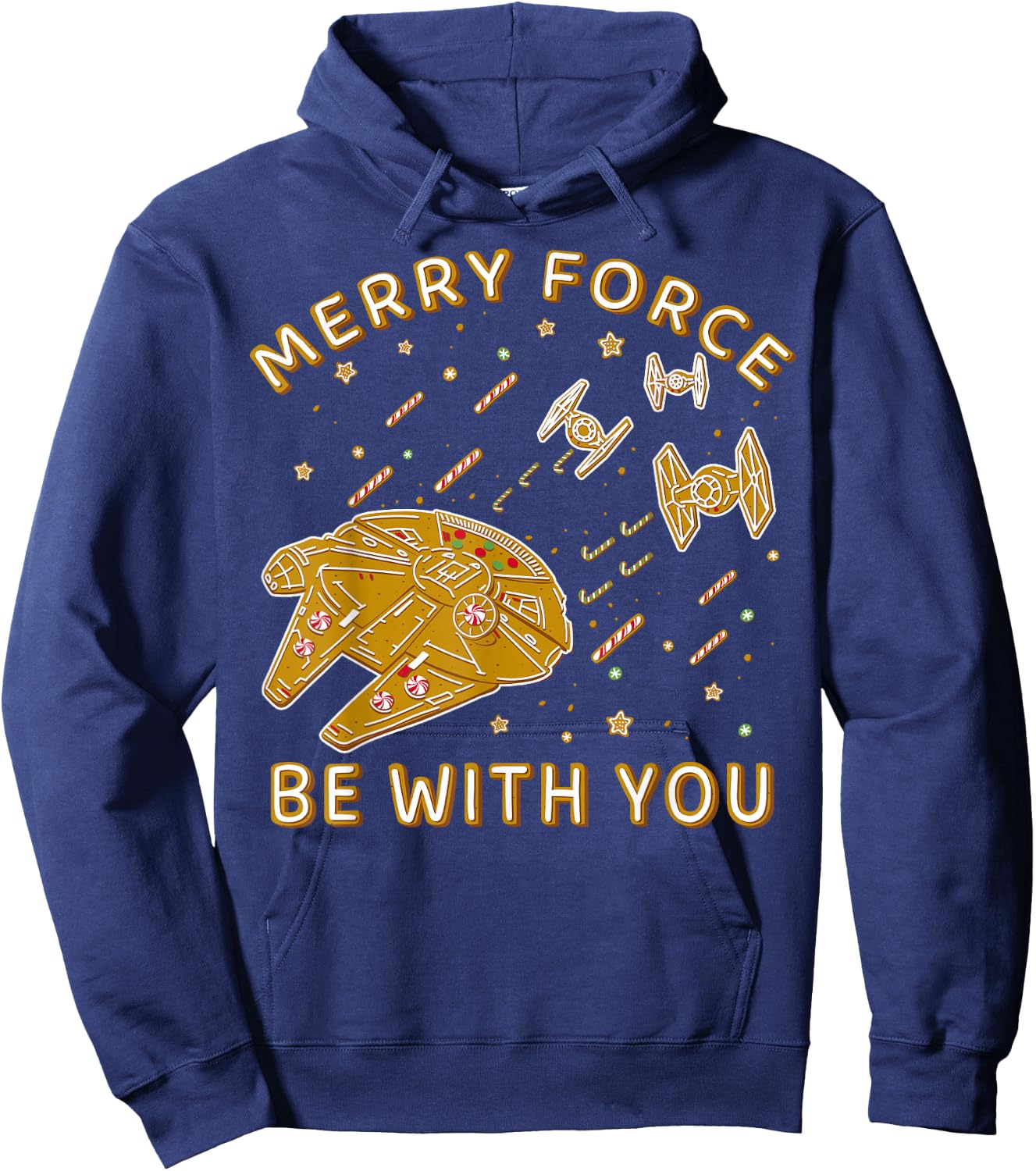 Star Wars Christmas Merry Force Be With You Cookies Hoodie - Hoodie | Navy