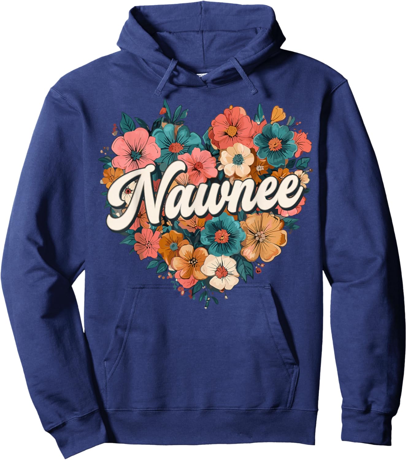 Nawnee Floral Heart Flower Mother's Day Retro Vintage Hoodie - Hoodie | Navy