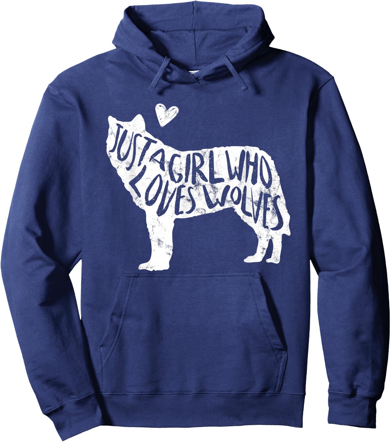 Just A Girl Who Loves Wolves Cute Wolf Silhouette Women Hoodie - Hoodie | Navy