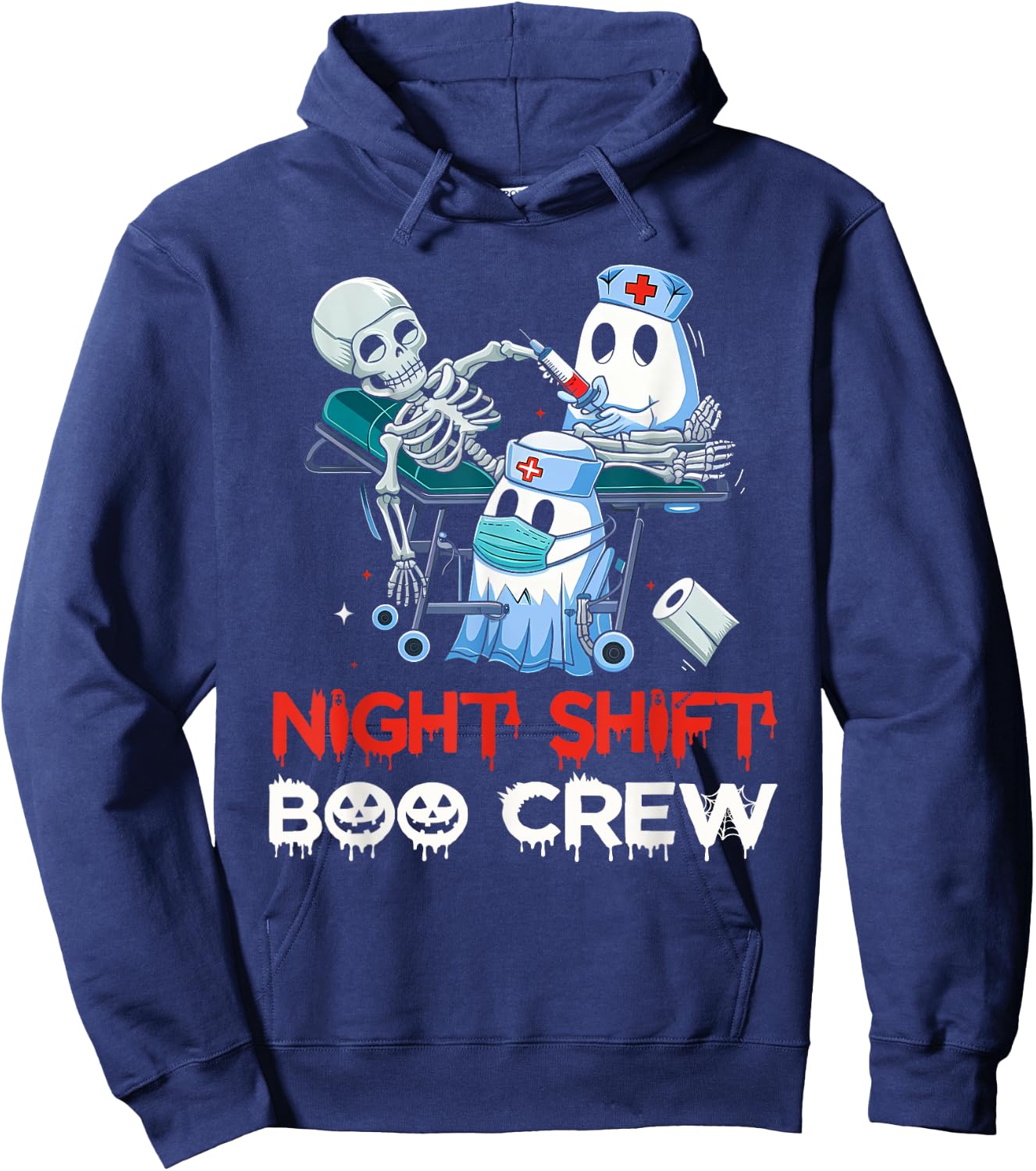 Night shift nurse Halloween shirt Night Shift Boo Crew Hoodie - Hoodie | Navy