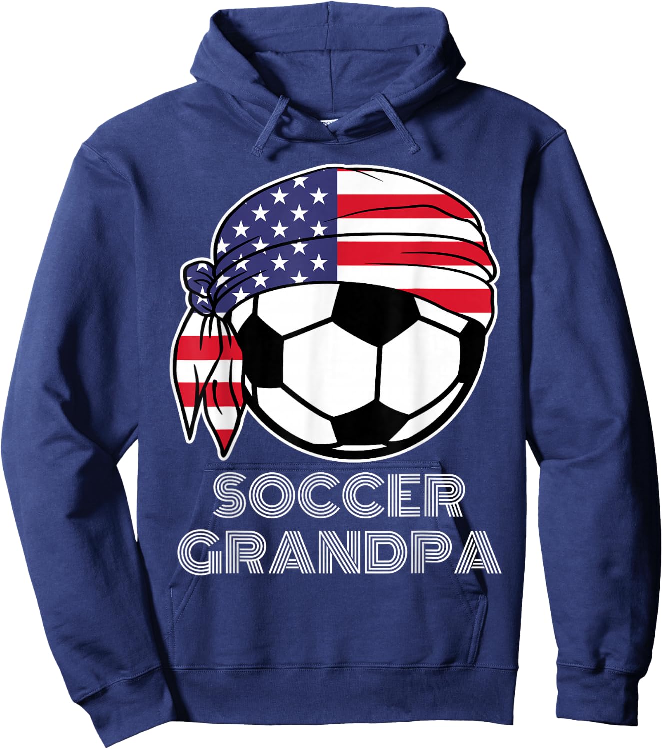 Soccer Grandpa USA Grandfather American Family Pride Soccer Hoodie - Hoodie | Navy